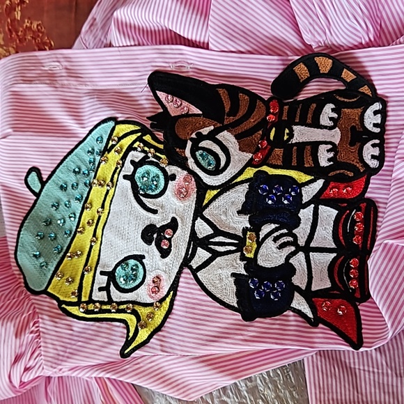 NWOT Denimland Striped Applique Dress - Picture 12 of 15